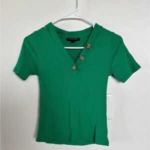 Banana Republic Vibrant Green Ribbed Top in XS
